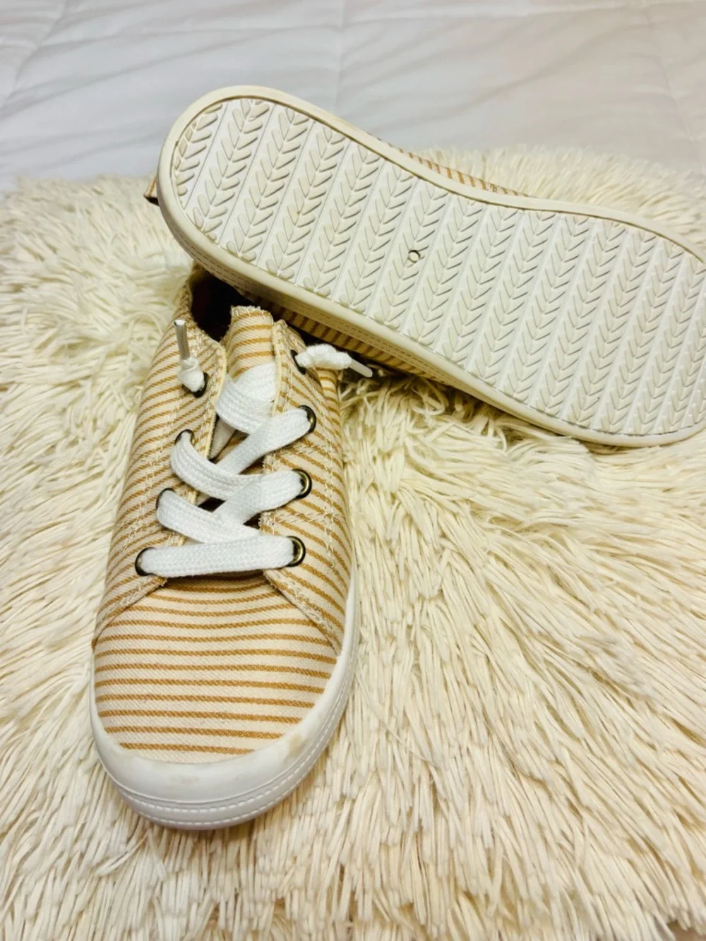 Maurices Cream and Tan Striped Women's Casual Sneakers